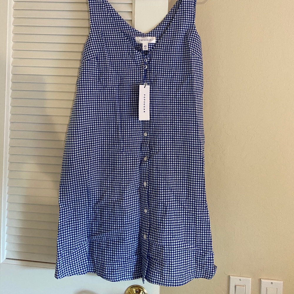NEW- Popsugar Blue Gingham Sundress- XS